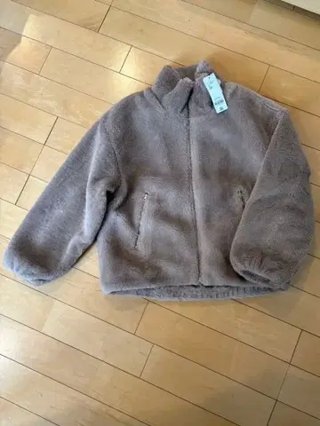 coca 워셔블 인조 모피 스탠드 카라 블루종