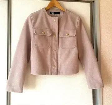 ZARA 노카라 자켓 핑크 XS
