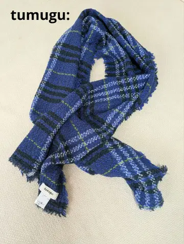 tumugu; 츠무구 울 체크 스톨 머플러 F 사이즈
