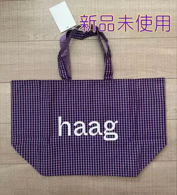 haag 토트백 에코백 체크 보라색 한국