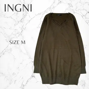 잉그 크로스 디자인 V넥 긴 길이 긴팔 니트 튜닉 M 고품질