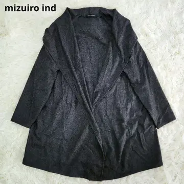 미즈이로 인드 울 드레이프 롱 가디건 울 혼방 그레이