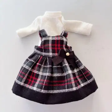 인형용 1/12 의류 원피스 세트 긴팔 스커트 체크 무늬