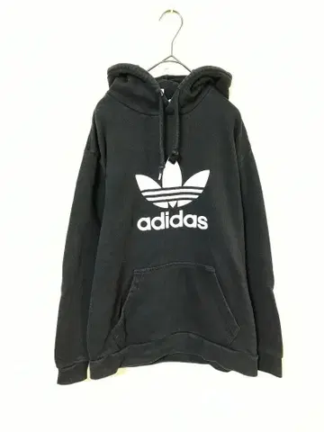 아디다스 풀오버 후디 여성용 XL 블랙 컬러 전면 로고 프린트 면