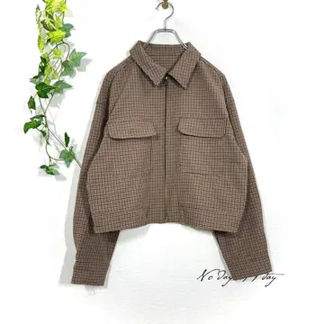 GU 체크 크롭 셔츠 자켓(L) 블루종 L 집업