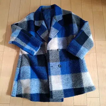 diberry 울 혼방 체크 무늬 피 코트