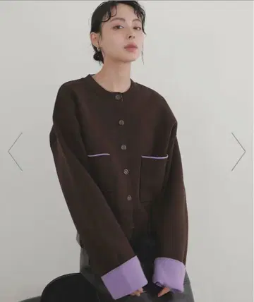 LIAN 바이컬러 니트 가디건