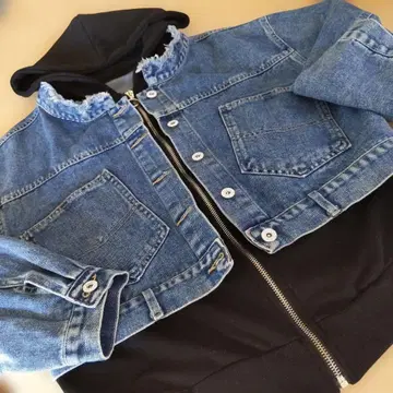 [Piacere ] 블루 데님 후드티 도킹 자켓 G