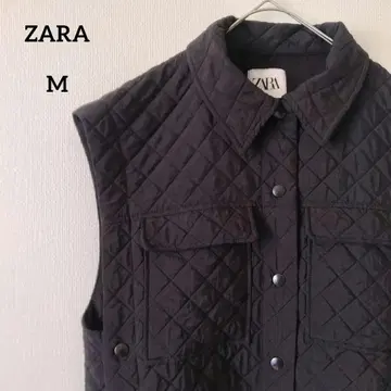 ZARA 자라 크롭 퀼팅 베스트 스냅 버튼 블랙 M