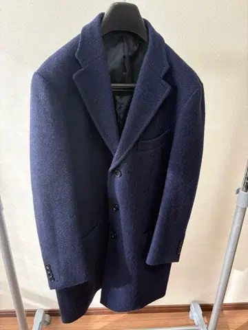 해리스 트위드 네이비 (다크 네이비 다이아고날) 체스터 코트