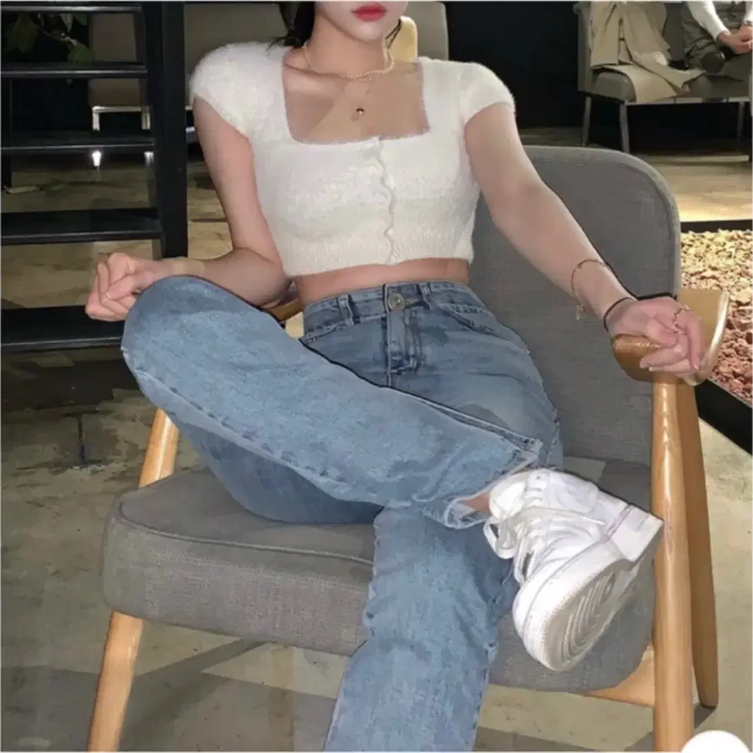 Cropped knit short sleeve (new)