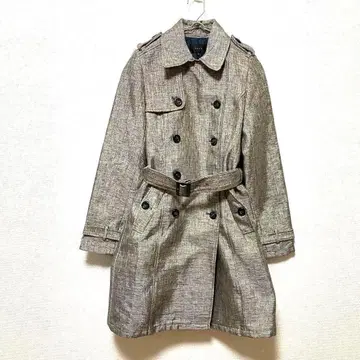 새상품급 [] 트위드 트렌치코트 벨트 포함 백 플리츠 고급 S