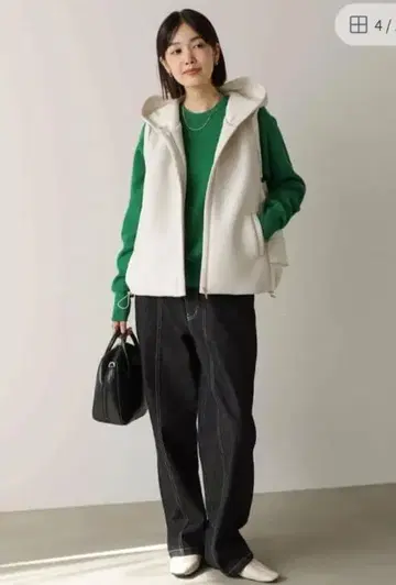 후드 부착 지퍼 베스트