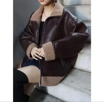 보르도 오버 사이즈 가죽 자켓 evris