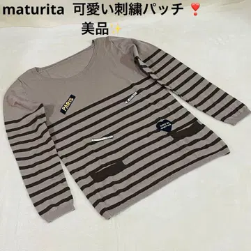 새상품급 마추리타 귀여운 자수 패치 긴팔 풀오버 니트 울 M