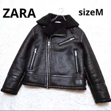 ZARA [ 자라 ] M 더블 라이더 자켓 페이크 무스탕 보아