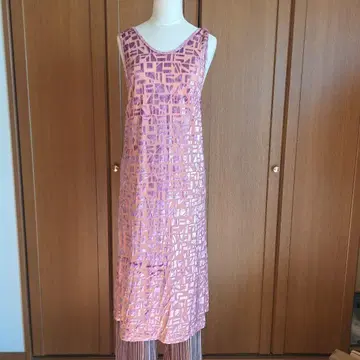 [ Ray BEAMS ] 기하학 패턴 롱 탱크탑 핑크