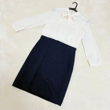 [ 택 포함 ] 쿠미쿄쿠 절개 보타이 원피스 엄마 여성 수트 입학 졸업