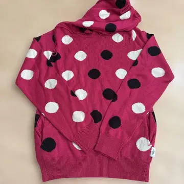 핑크 도트 무늬 Callaway 후드 부착 스웨터