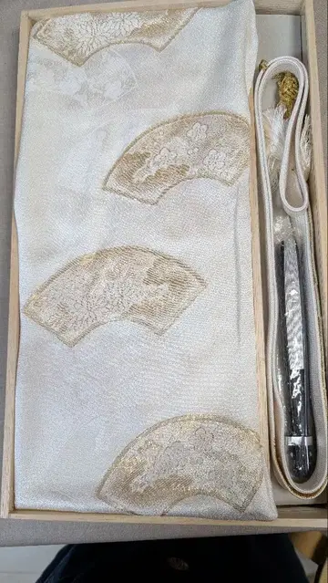 전통 예복 기모노용 화이트 오비 장식 천 허리띠 말림 세트