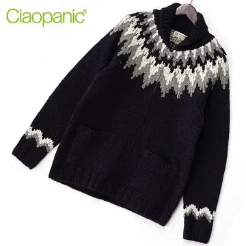 새상품 M 차오패닉 노르딕 무늬 울 100% 코위찬 가디건