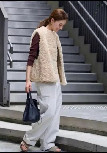 FRAMeWORK 인조 모피 베스트 베이지