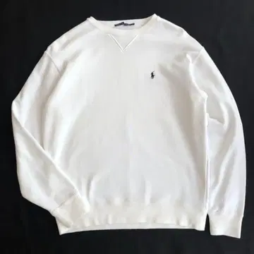 랄프 로렌 V 가제트 자수 면100% 맨투맨 트레이닝복 화이트