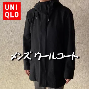 남성용 울 코트 XL 다크 네이비 네이비 유니클로 후드 있음