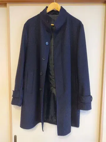 네이비 버튼 롱 코트 L 사이즈