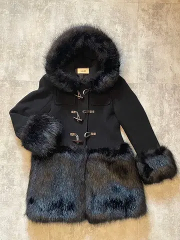 snidel 후드 부착 더플 코트 블랙