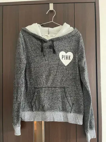 PINK 하트 로고 후드 부착 맨투맨