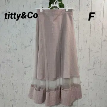 titty&Co. 핑크 계열 체크 플레어 스커트 튤 이중