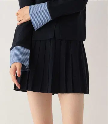 니트 플리츠 미니 스커트