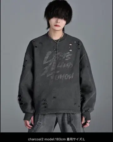 [ ADRER ] 헤비웨이트 데미지 로고 드로 코드 맨투맨