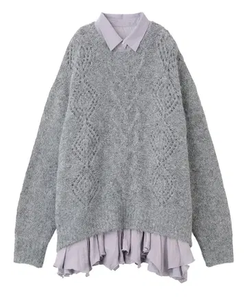 COCO DEAL 케이블 니트 x 페플럼 셔츠 미니 원피스