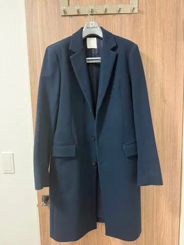 Sandro 네이비 울&캐시미어 혼방 펠트 코트