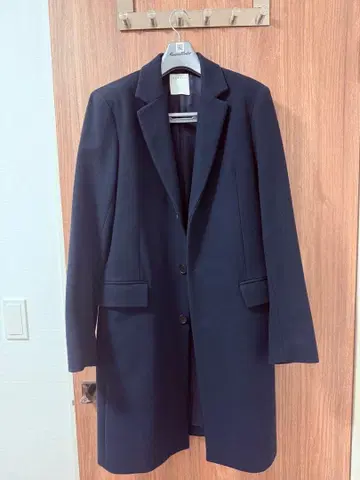 Sandro 네이비 울&캐시미어 혼방 펠트 코트