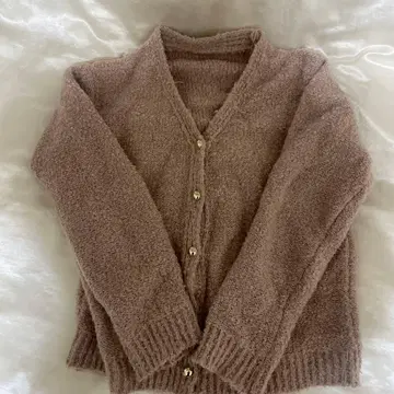 베이지 복슬복슬 니트 가디건