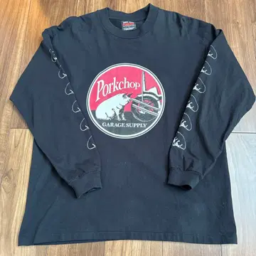 Porkchop Garage Supply 블랙 긴팔 T셔츠 M
