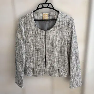 BEANS 트위드 자켓 화이트 블랙