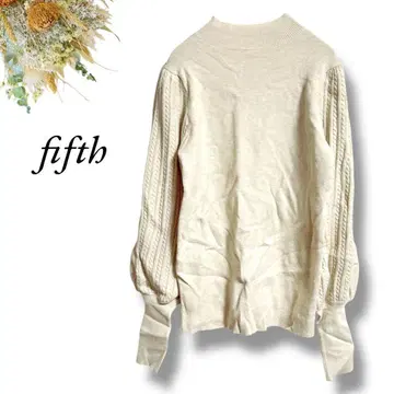 fifth 케이블 짜임 긴팔 니트 스웨터 아이보리 모크넥 4115