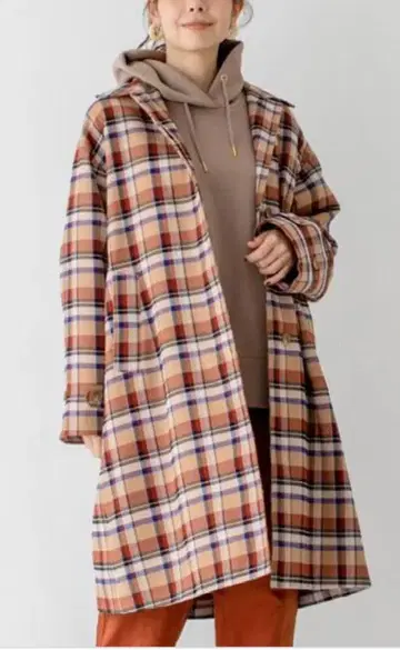 coen 체크 무늬 롱 코트 사이즈 FREE