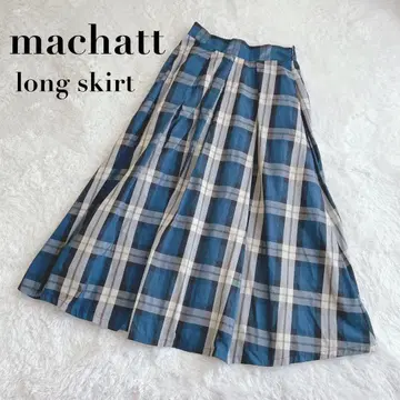[ 새상품급 ] machatt 마차트 체크 메모리 롱 스커트 블루