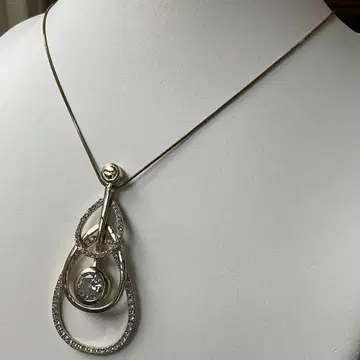 골드 롱 목걸이 물방울 모양 탑 3줄 큐빅 여성용