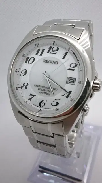 정크제품 남성용 REGUNO 전파 솔라 시계 스테인리스 달력 포함
