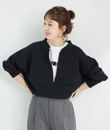 새상품 B.C STOCK 워셔블 쭈리 하프 지퍼 풀오버