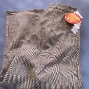 따뜻한 체크 무늬 와이드 팬츠