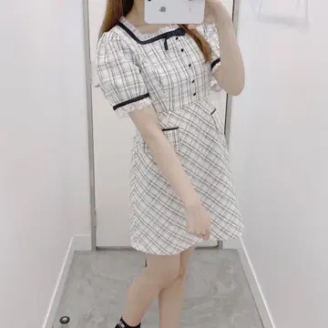 에블린 바이컬러 트위드 타이트 OP