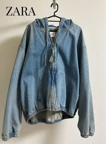 ZARA 워시드 후드 부착 자켓 XL 데님 지퍼 후드티