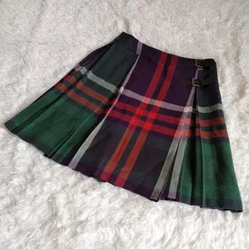 새상품급 올드 잉글랜드 플리츠 스커트 체크 울 사이즈 36